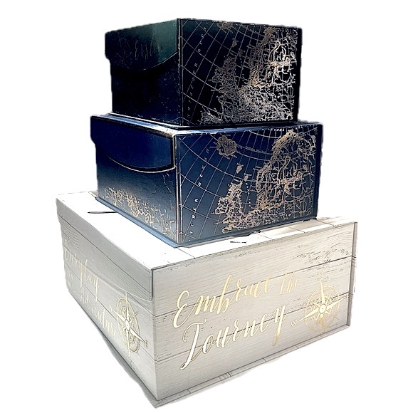 World Map Keepsake Box in Navy and Gold - Picture 11 of 12